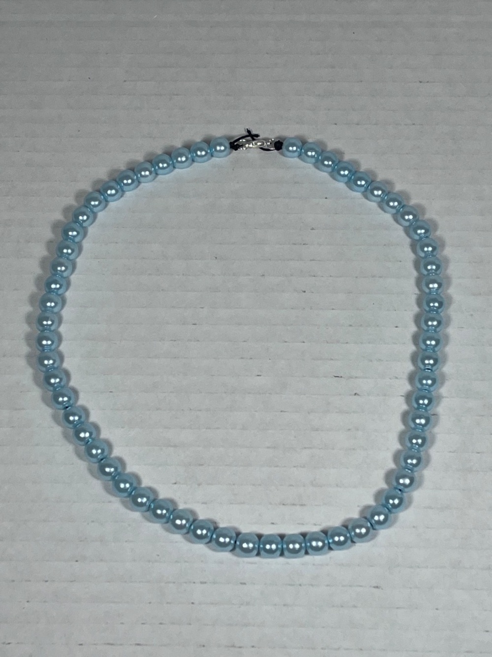 8mm Light Blue Faux Pearl Bead Necklace ~18 inches